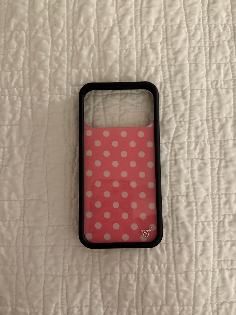 Wildflower pink and white polka dot phone case